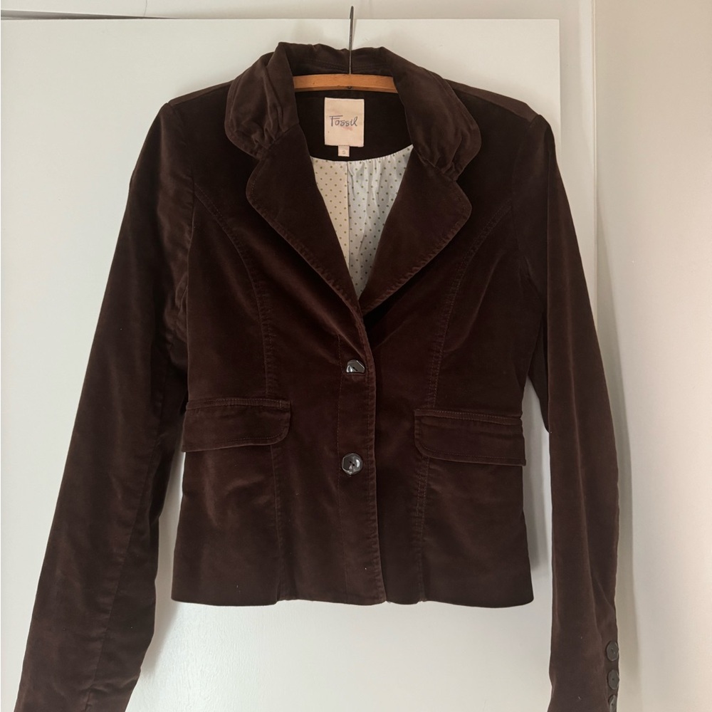 Fossil Women's Dark Brown Velvet Blazer